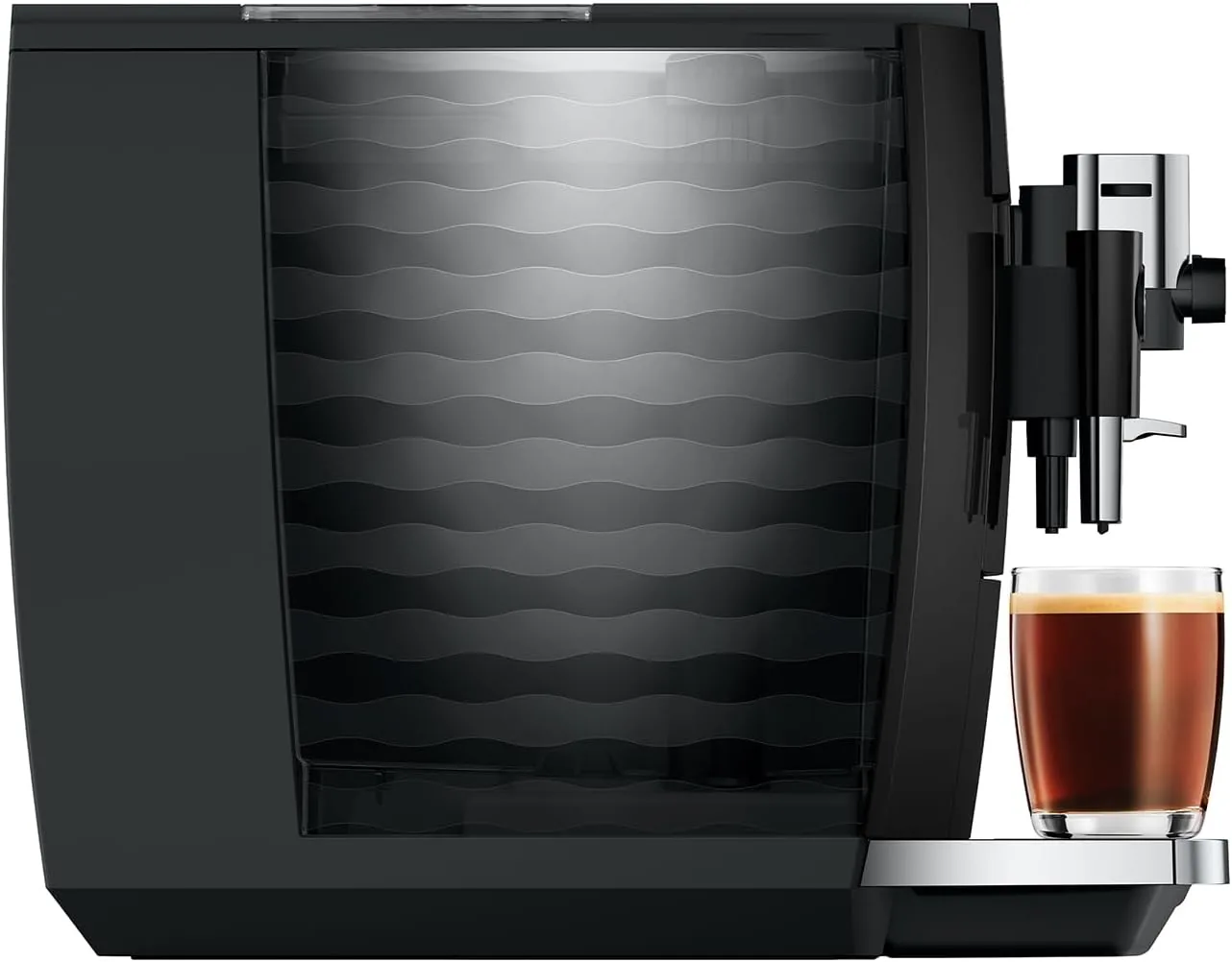 Left side of the Jura E8 showing the 1.9 litre water tank